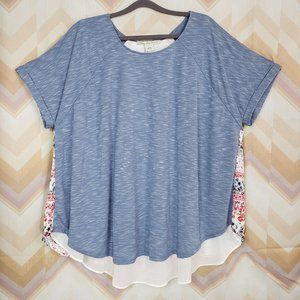 AMERICAN RAG cie Sz 3X split back floral knit top